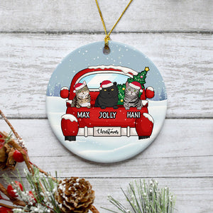Christmas and Cats, Personalized Circle Ornaments, Custom Gift for Cat Lovers