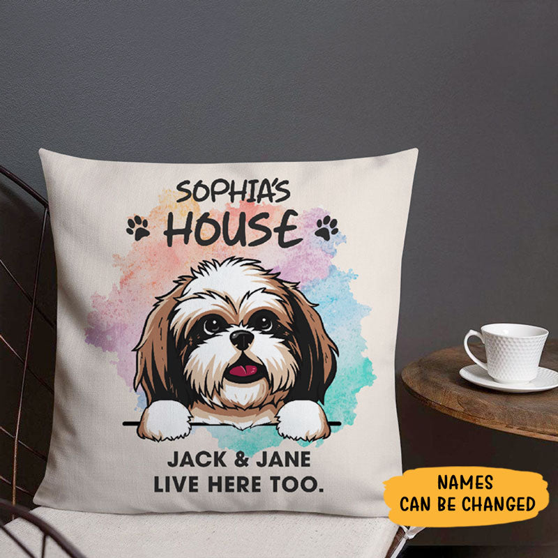 Live Here Too, Personalized Pillows, Custom Gift for Dog Lovers