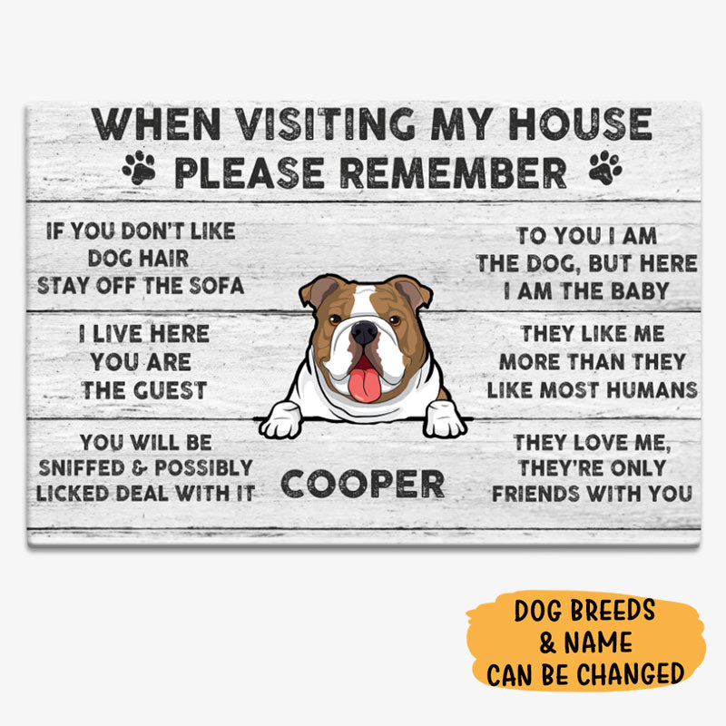 When Visiting My House, Outdoor Pet Dog Door Mat with Many Custom Dog  Breeds
