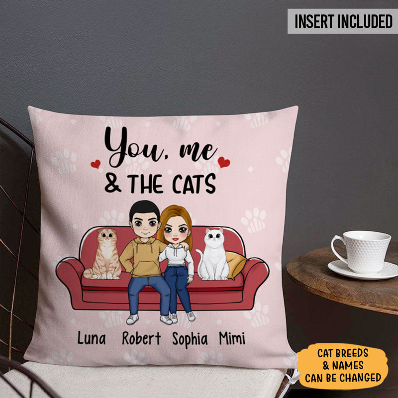 You, Me And The Cats Pillow, Personalized Gifs For Him, Anniversary Gifts For Her