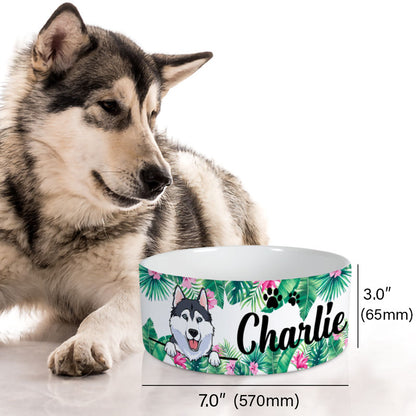 Personalized Custom Dog Bowls, Tropical, Gift for Dog Lovers