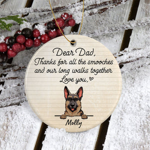 Thanks For The Smooches and Long Walks, Personalized Circle Ornaments, Christmas Gift for Dog Lovers
