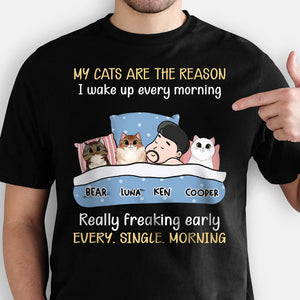 My Cats Are The Reason I Wake Up, Personalized Shirt, Custom Gifts For Cat Lovers