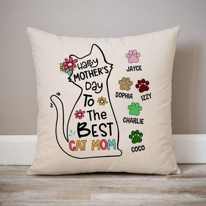 Happy Mother's Day Best Cat Mom, Personalized Pillow, Custom Gift for Cat Lovers