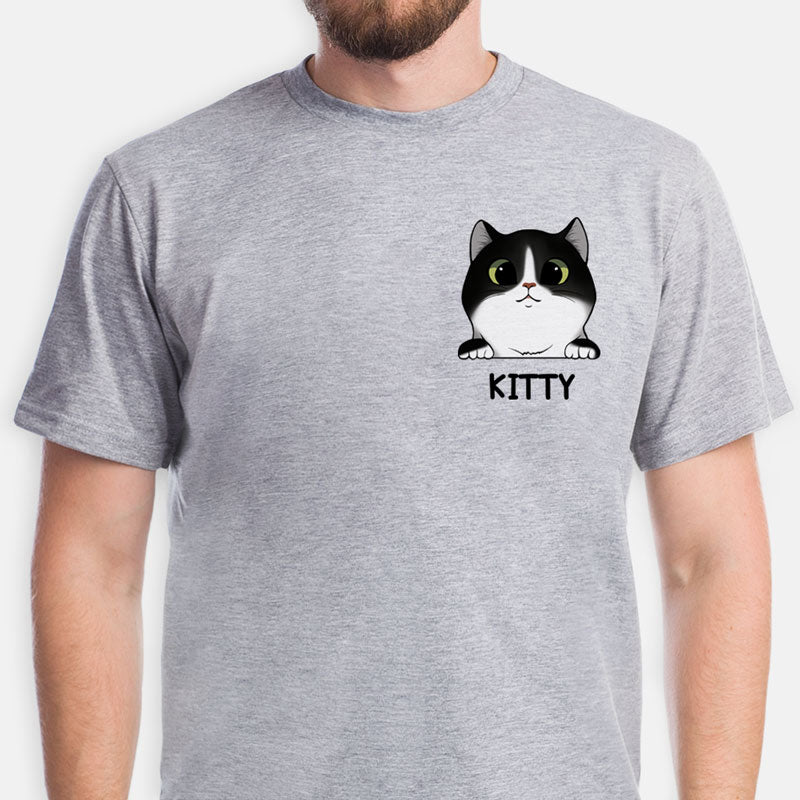 Cat Lovers Custom Shirt, Faux Pocket Tee, Personalized Gifts for Cat Lovers