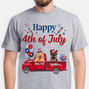 Happy 4th Of July, Truck, Gift For Dog Lover, Custom Shirt For Dog Lovers, Personalized Gifts