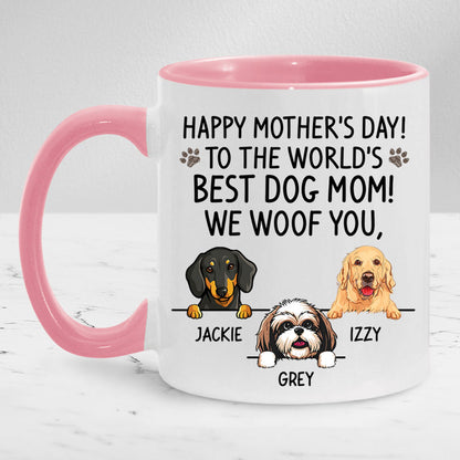 To The World's Best Dog Mom, Personalized Accent Mug, Mother's Day Gifts