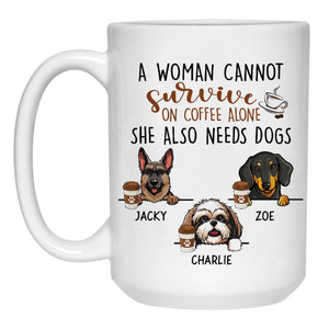 Survive on Coffee, Funny Personalized Mug, Custom Gift for Dog Lovers