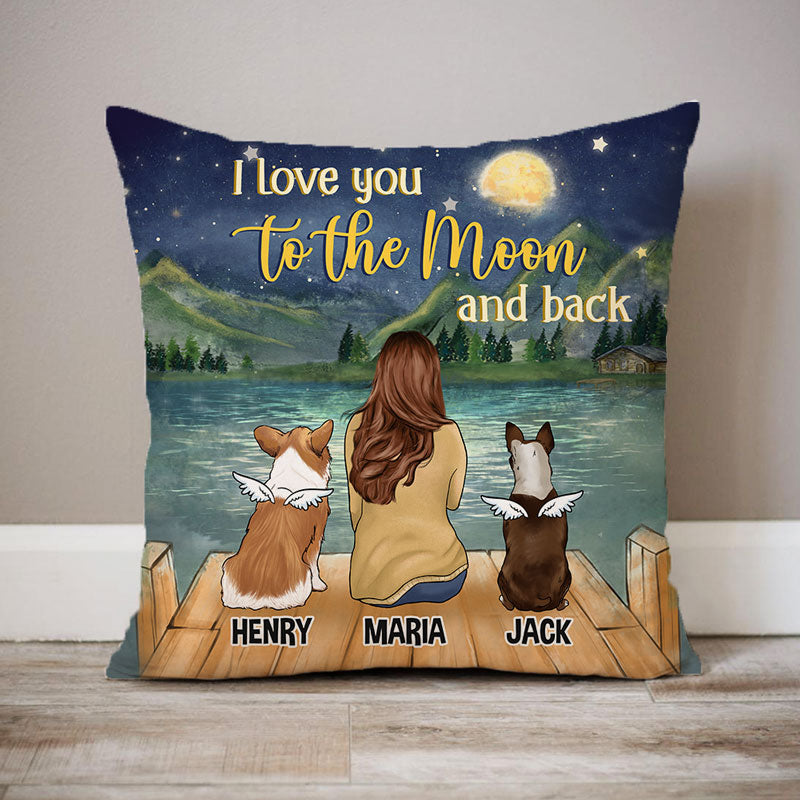 To The Moon and Back, Dog Memorial Pillow, Personalized Pillows, Custom Gift for Dog Lovers