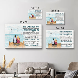 Personalized The Day I Met You Couple Canvas, Beach Dock, Premium Canvas Wall Art