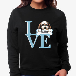 Dog mom Christmas hoodie, personalized gift for dog lovers - Love, dog mom dog dad, custom hooded sweatshirt