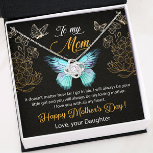 To My Mom, Black Message Card, Love Knot Luxury Necklace, Gift for Mom