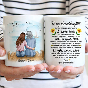 To my Granddaughter, I'll always be with you, Beach, Customized mug, Personalized gifts, Mother's Day gifts