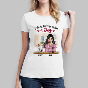 Life Is Better With Dogs, Personalized Dogs Shirt, Customized Gifts for Dog Lovers, Custom Tee