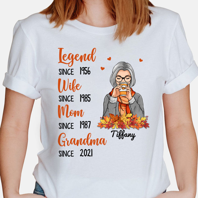 Legend Mom Grandma Since Years, Autumn Fall, Personalized Shirt, Gifts for Grandma