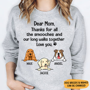 Thanks For Smooches And Walks Together, Personalized Custom Hoodie, Sweater, T shirts, Christmas for Dog Lovers