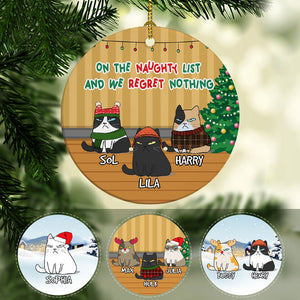 On The Naughty List, Personalized Circle Ornaments, Custom Gift for Cat Lovers