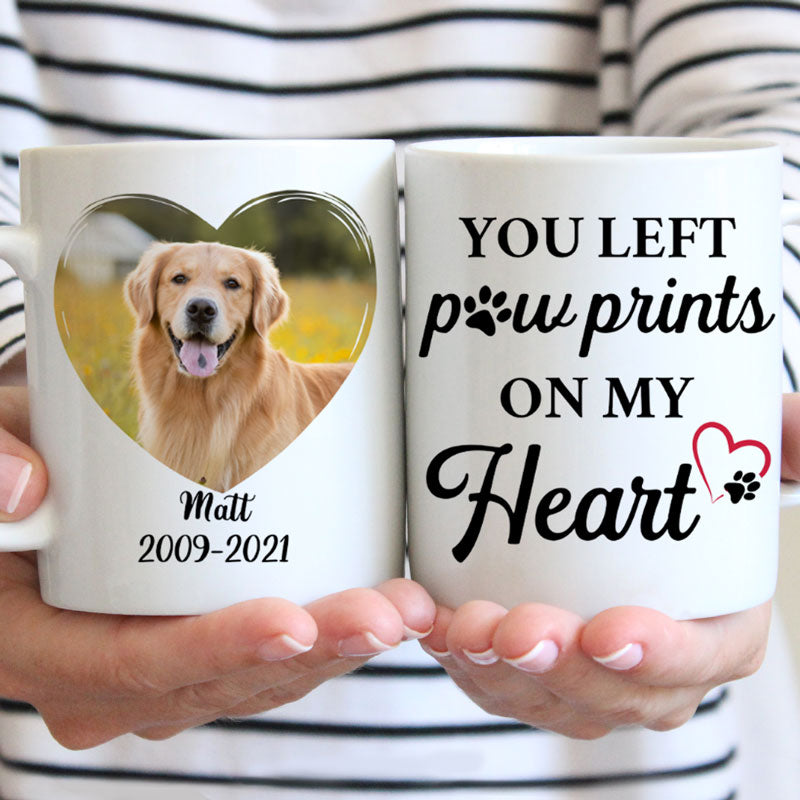 Discover You Left Paw Prints On My Heart, Photo Mugs, Customized Mug, Personalized Gift for Pet Lovers