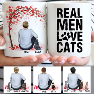 Real Men Love Cats, Man Red Tree, Personalized Mugs, Custom Gifts for Cat Lovers