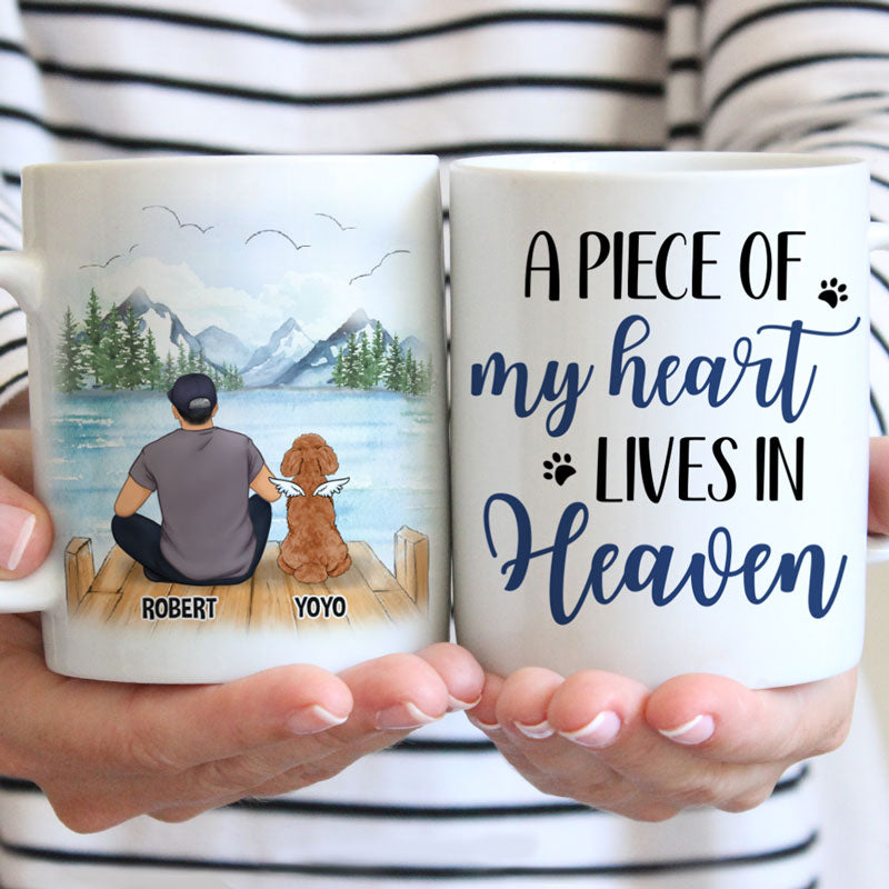 A Piece Of My Heart Memorial Mugs, Customized Mug, Personalized Gift for Dog Lovers