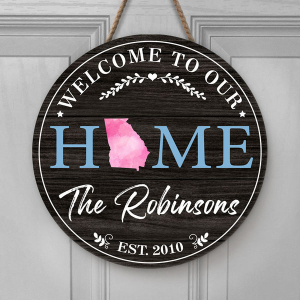 Neutral Welcome to Our Home Custom Family Personalized Name 