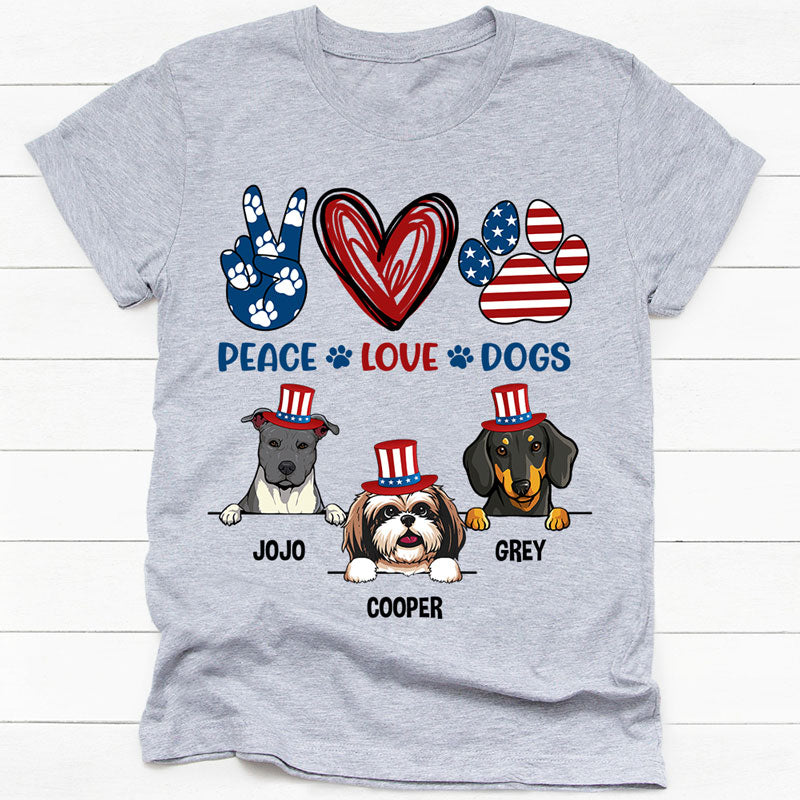 Peace Love Dogs, 4th Of July, Gift For Dog Lover, Custom Shirt For