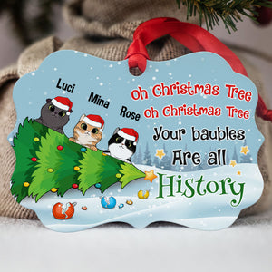 Oh Christmas Tree Baubles All History , Personalized Aluminium Ornaments, Custom Holiday Gift For Cat Lovers