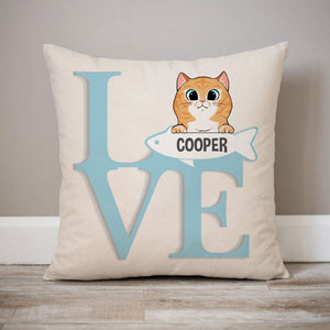 Love, Cat Cute, Personalized Pillows, Custom Gifts for Cat Lovers
