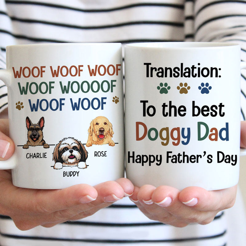 Discover Father's Day Gift, Best Dog Dad, Woof Woof, Customized Mug, Personalized Gift for Dog Lovers