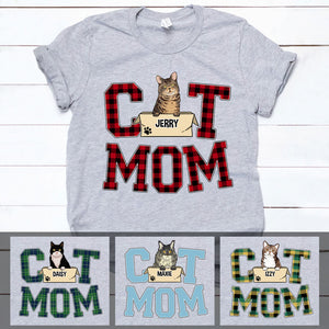 Cat Mom, Custom Pattern T Shirt, Personalized Gifts for Cat Lovers