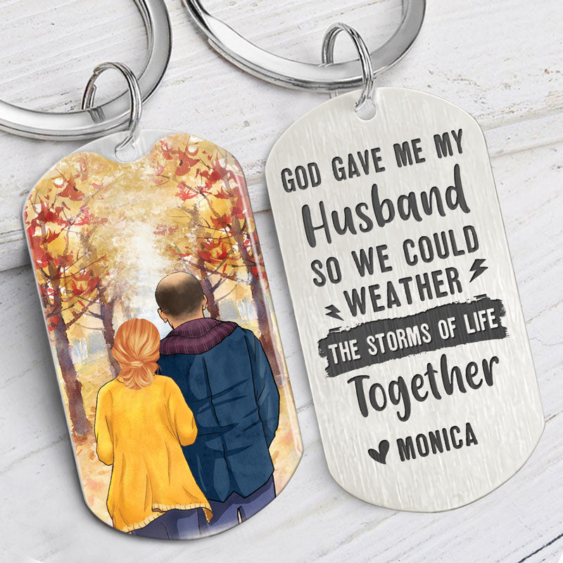 Weather The Storm Of Life, Personalized Keychain, Valentine's Day Gifts For Him