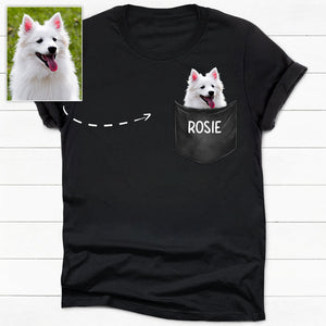 Pocket Tee Custom Photo, Dark Color Custom T Shirt, Personalized Gifts for Pet Lovers, Gift for Your Loved Ones