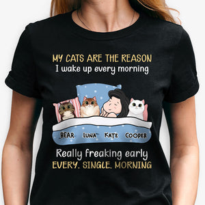 My Cats Are The Reason I Wake Up, Personalized Shirt, Custom Gifts For Cat Lovers