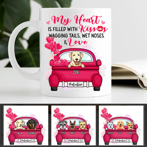 Heart Kisses Love, Personalized Mug, Custom Gifts for Dog Lovers