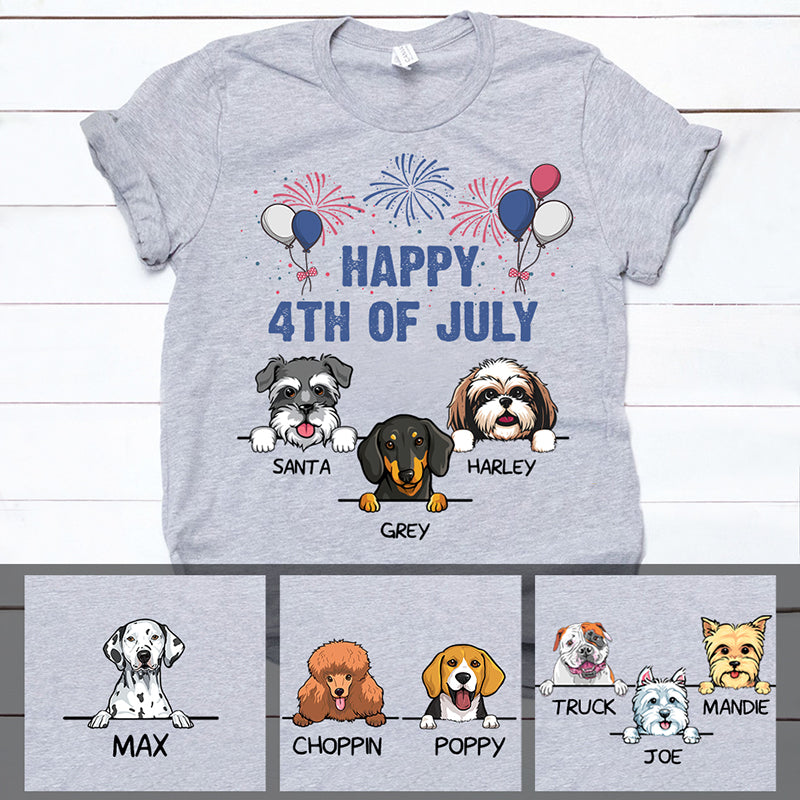 Happy 4th Of July, Personalized Dog T Shirts, Custom Gifts for Dog Lovers, Custom Shirt