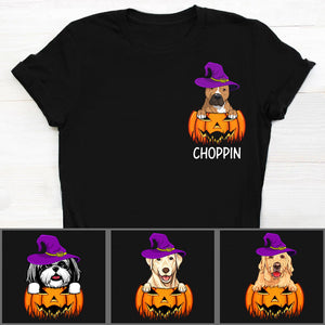 Pocket Custom T Shirts, Halloween Dog Pumpkin, Personalized Gifts for Dog Lovers