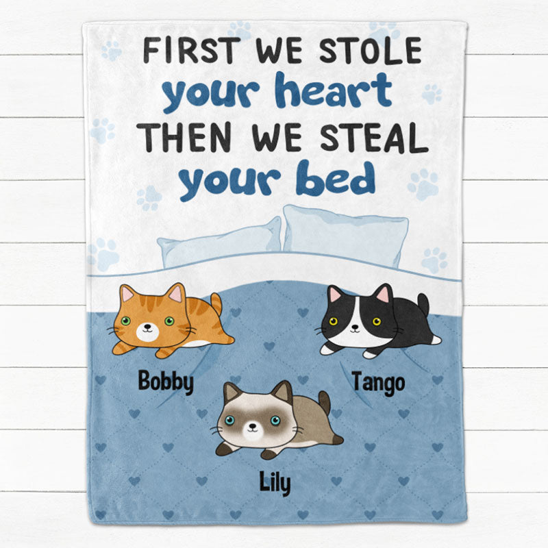 We Stole Your Bed Then We Stole Your Bed, Gifts For Cat Lovers, Personalized Blanket