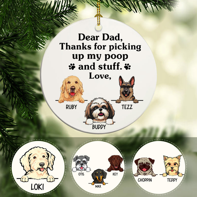 Poop and Stuff, Personalized Circle Ornaments, Custom Gift for Dog Lovers