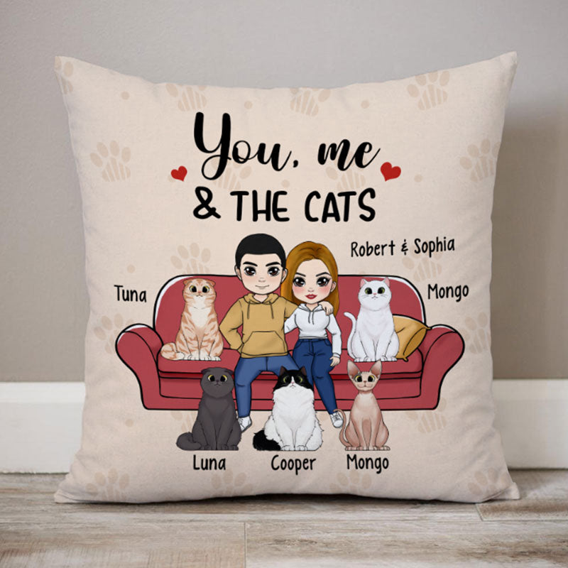 You, Me And The Cats Pillow, Personalized Gifs For Him, Anniversary Gifts For Her