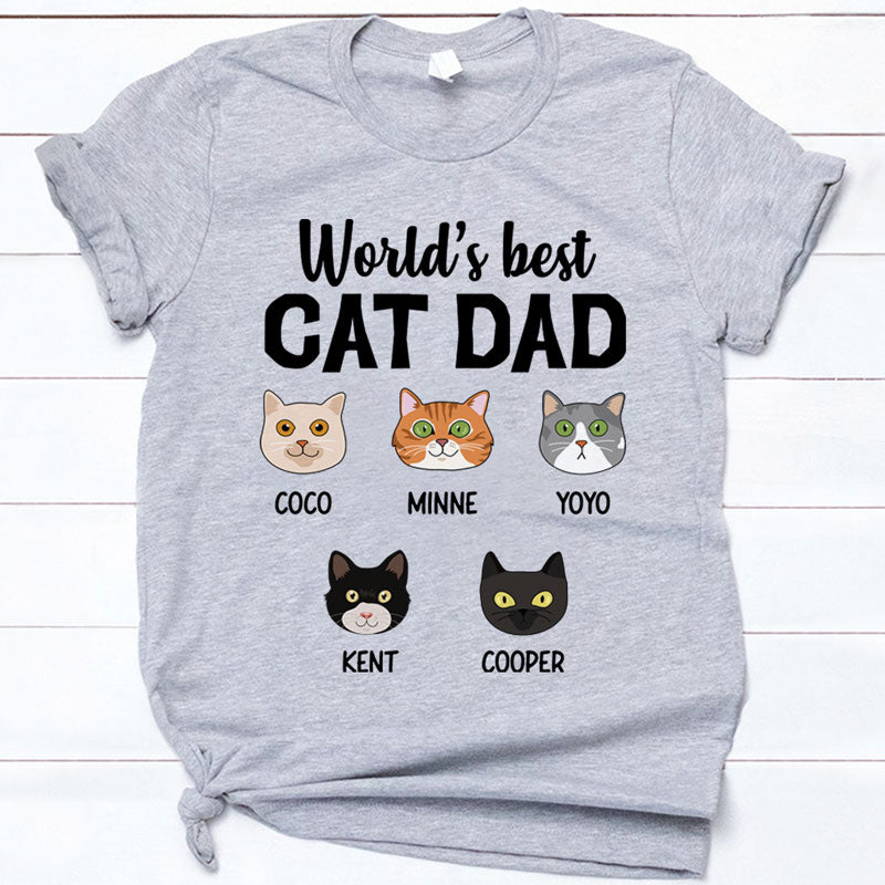 World's Best Cat Dad, Cat Face, Custom Shirt, Personalized Gifts for Cat Lovers
