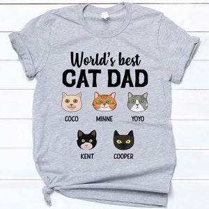 World's Best Cat Dad, Cat Face, Custom Shirt, Personalized Gifts for Cat Lovers