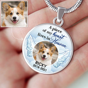 A Piece of My Heart, Pet Memorial, Custom Photo, Luxury Circle Necklace