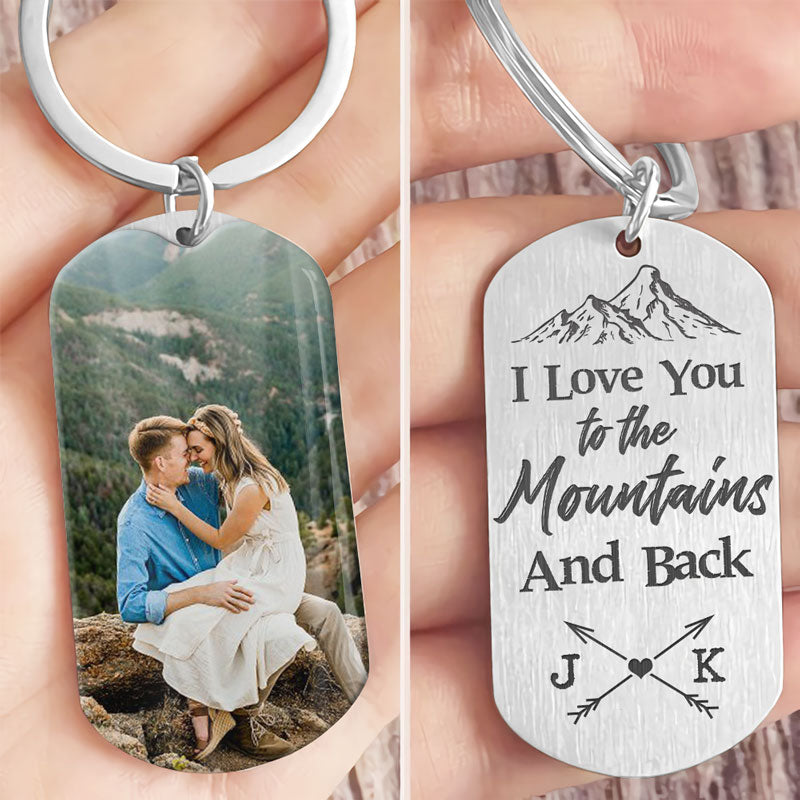 To The Mountains And Back, Personalized Keychain, Anniversary Gifts For Him, Custom Photo