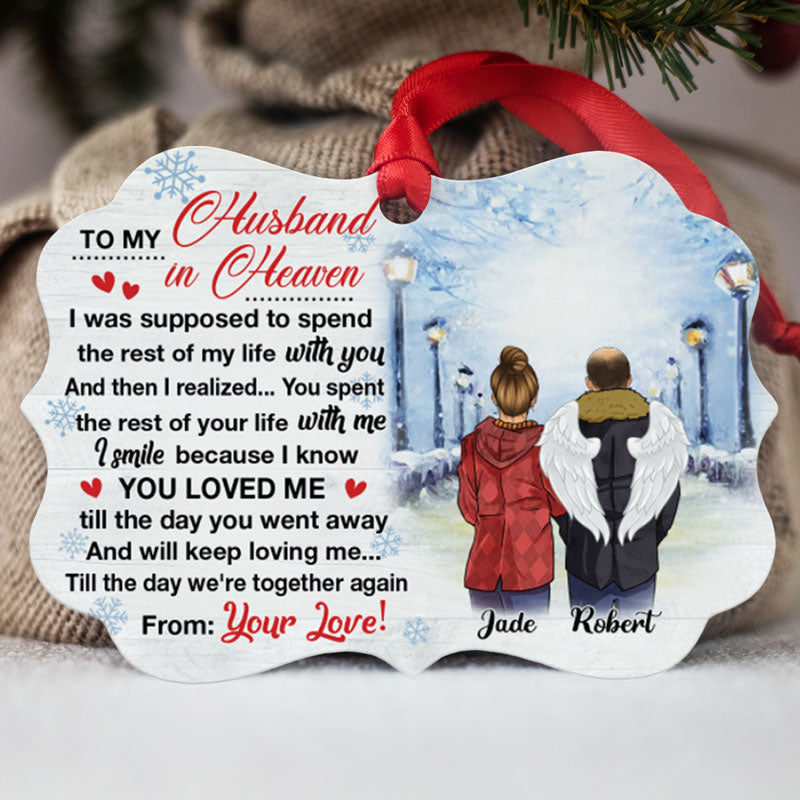 To My Husband In Heaven, Personalized Aluminium Ornaments, Custom Holiday Gift