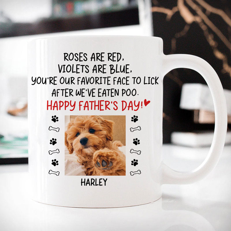 Roses Are Red Photo, Customized Coffee Photo Mug, Personalized Gift for Dog Lovers