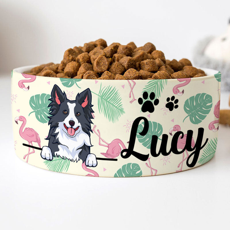 Personalized Custom Dog Bowls Flamingo Gift for Dog Lovers