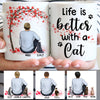 Life Is Better with Cats, Man Red Tree, Personalized Mugs, Custom Gifts for Cat Lovers