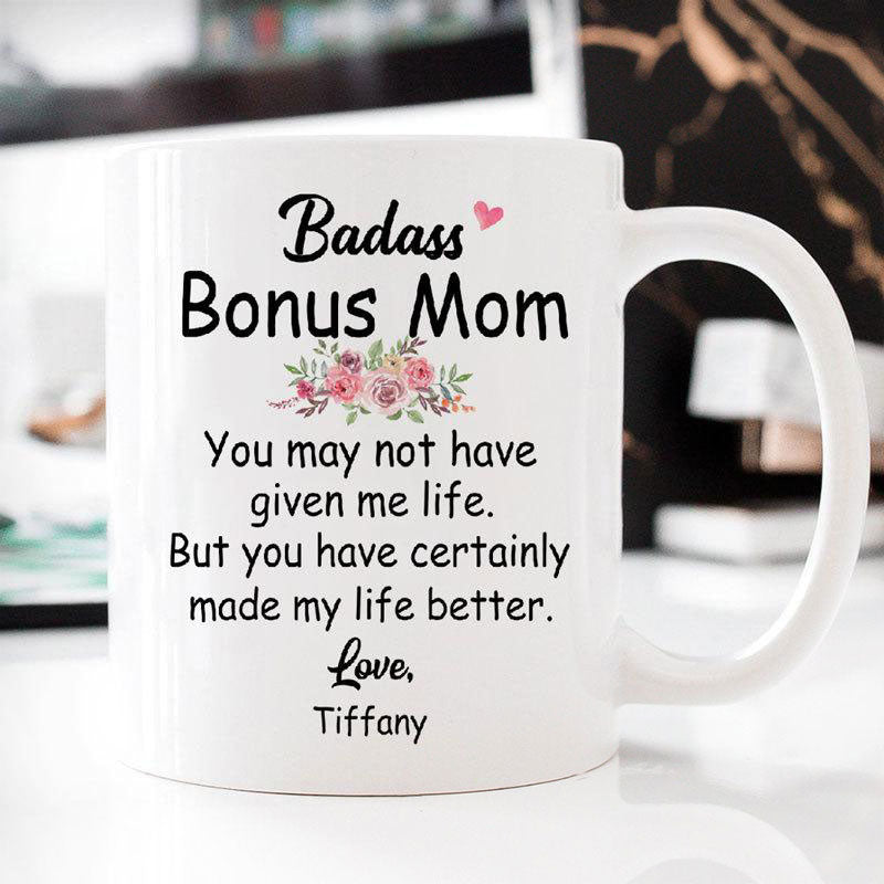 Bad Ass Bonus Mom - *MATURE* Engraved Stainless Tumbler, Funny Mug For Her,  Mug For Mom