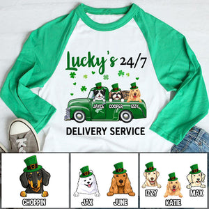 Delivery Service, Dogs Truck, Personalized Unisex Raglan Shirt, St Patricks Day