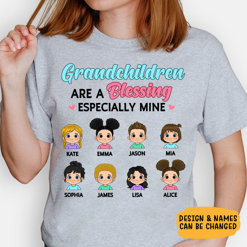 Grandchildren Are A Blessing Especially Mine, Custom Kids, Personalized Shirt, Gift for Grandparents